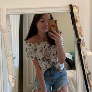 AEO Soft & Sexy Off the Shoulder Floral Top